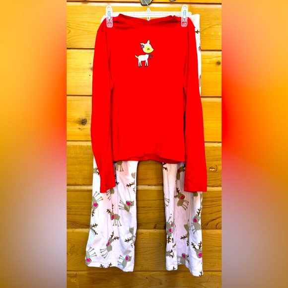OLD NAVY Pink fleece Rudolph pants with satin ribbon + bonus Rudolph shirt - Picture 5 of 6